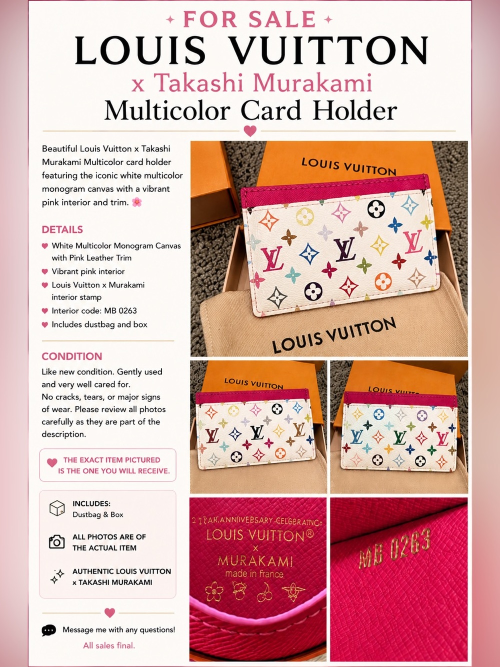 Louis Vuitton x Takashi Murakami Multicolor Card Holder